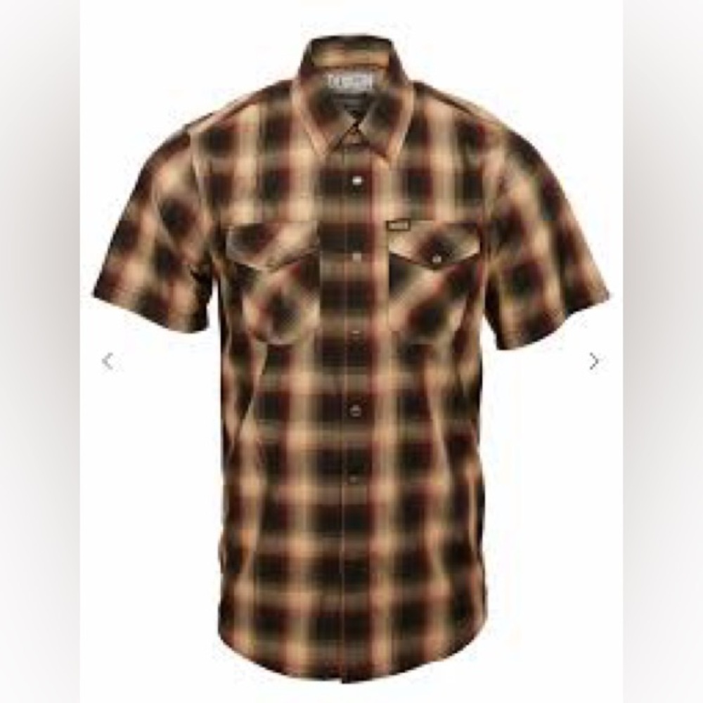 DIXXON Whittier Boulevard Pearl Snap Brown and Black Plaid Button Down Shirt